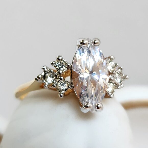 VTG NIB 18K Marquise Cut CZ GF Ring size 7 - Picture 2 of 14